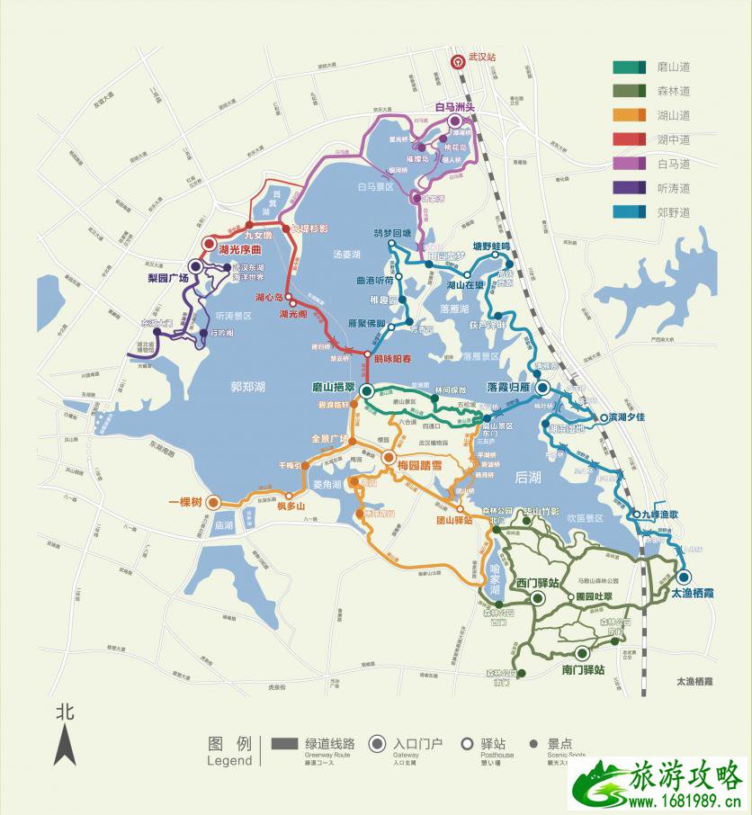 武汉东湖绿道线路图 这份高清路线图值得收藏