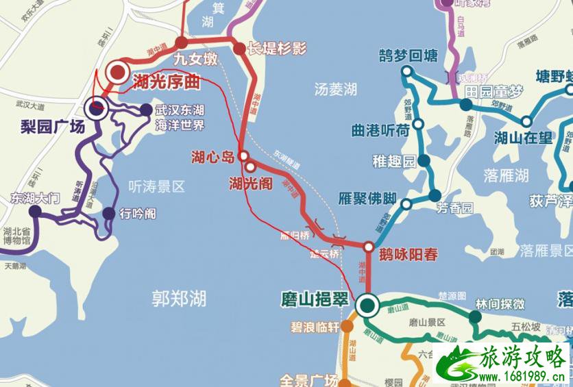 武汉东湖绿道线路图 这份高清路线图值得收藏