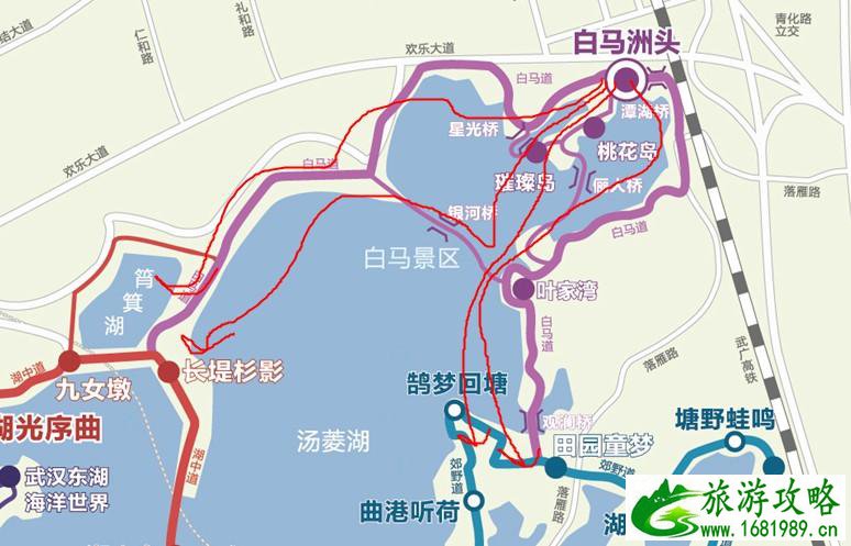 武汉东湖绿道线路图 这份高清路线图值得收藏