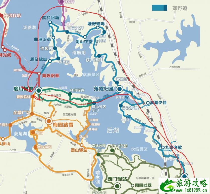 武汉东湖绿道线路图 这份高清路线图值得收藏