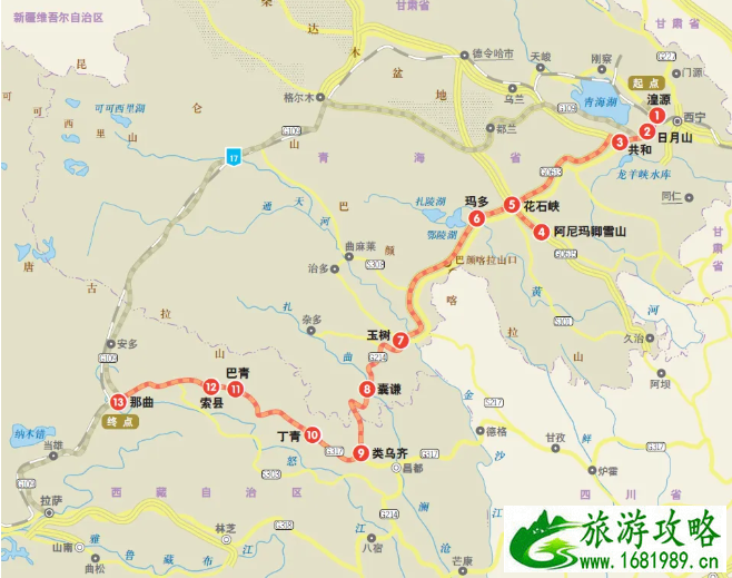 唐蕃古道路线图内容及景点介绍