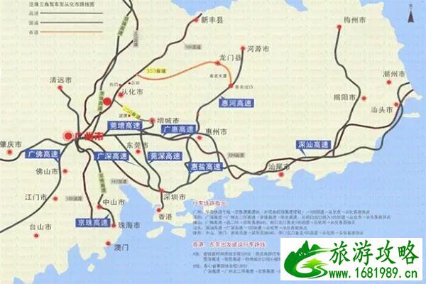 广州到广东各市距离以及自驾时间表 附高速路地图