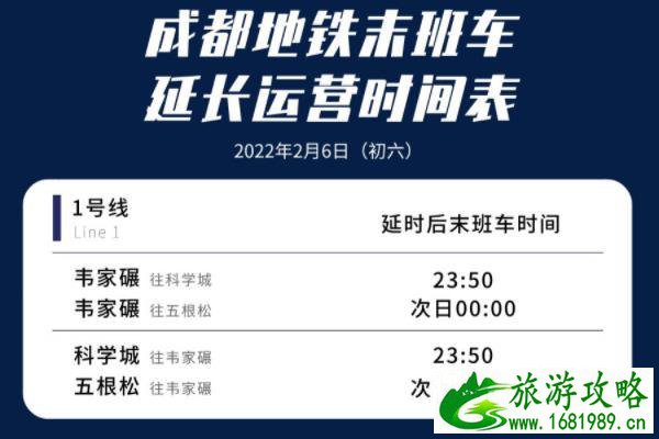 2022成都春节地铁运营时间 延长多少时间