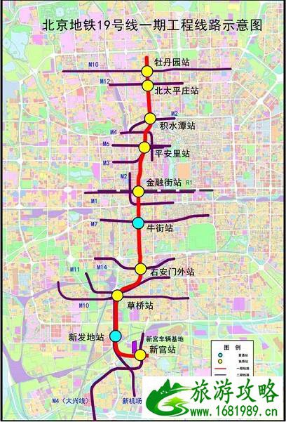 北京地铁19号线开通时间 站点位置及线路图