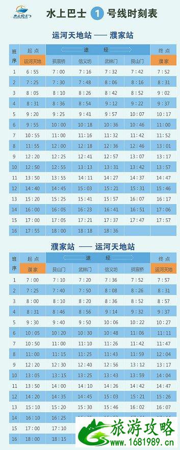 2021杭州水上巴士时刻表-线路图-票价