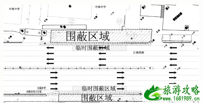 2021江门江海四路人行天桥施工交通管制-绕行指南