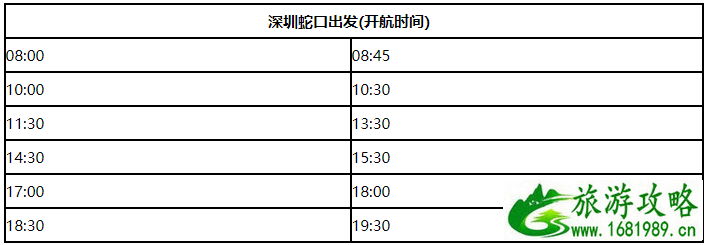 深圳蛇口去澳门外港的船班时间