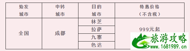 川航飞往林芝机票有哪些优惠 2021年3月川航特惠中转航班价格