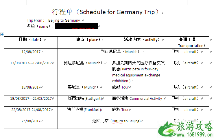 德国签证所需材料+办理流程