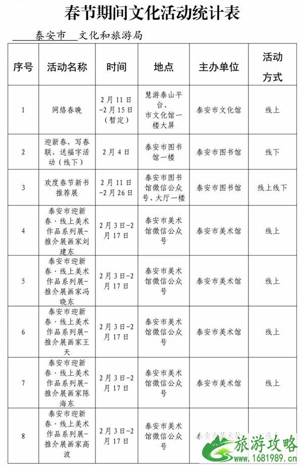 2021泰安春节文化活动有哪些-活动汇总