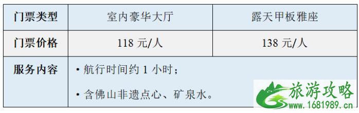 2020佛山三龙湾游船国庆门票价格-运行班次