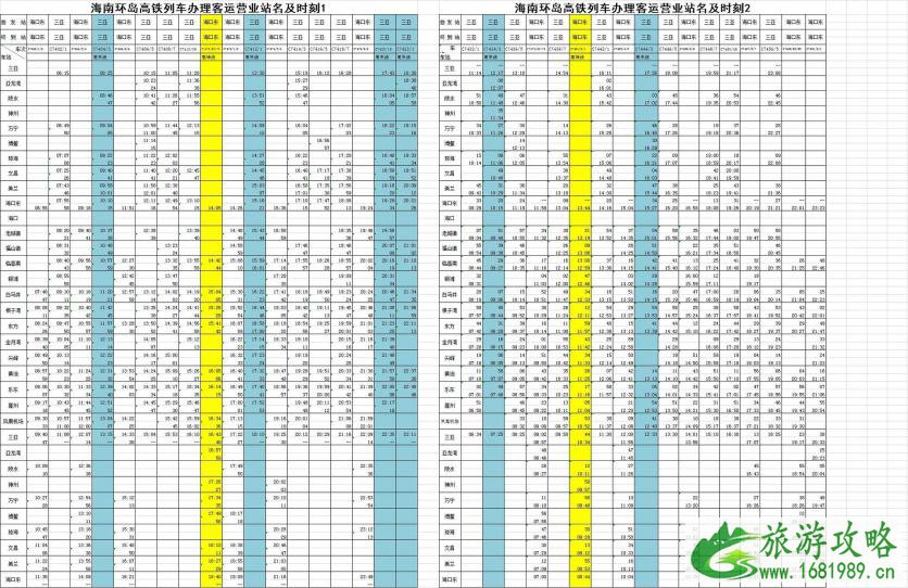 2020海南环岛高铁新列车运行图