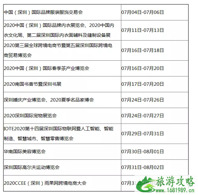 7月深圳活动汇总-时间及活动详情