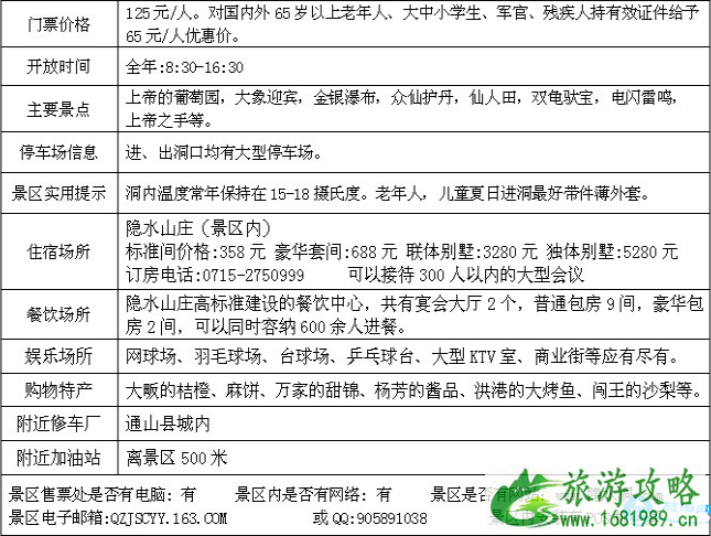 2022湖北通山隐水洞地质公园门票+交通+停车场信息