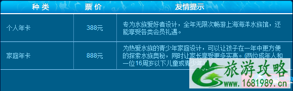 2022上海海洋水族馆联票价格+年卡价格