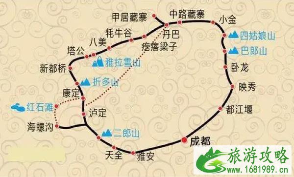 川西自驾游最佳线路图推荐 3天至8天的行程全给安排上