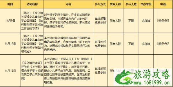 北京石景山区文化中心11月8日至14日活动介绍