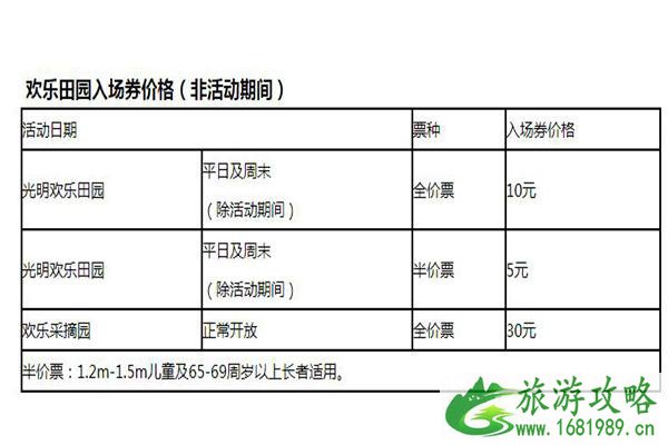 2021深圳光明欢乐田园运营时间调整