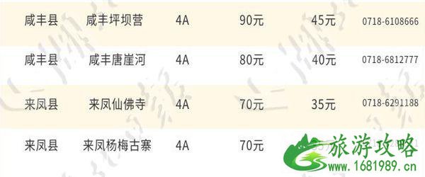 2021湖北恩施20家景点门票半价活动汇总