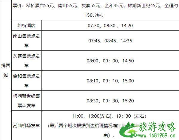 2021揭阳潮汕国际机场大巴最新时刻表