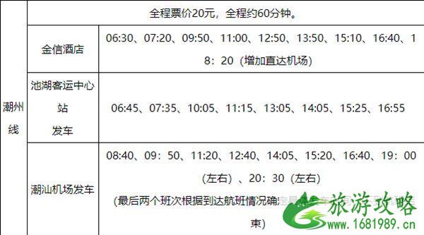 2021揭阳潮汕国际机场大巴最新时刻表