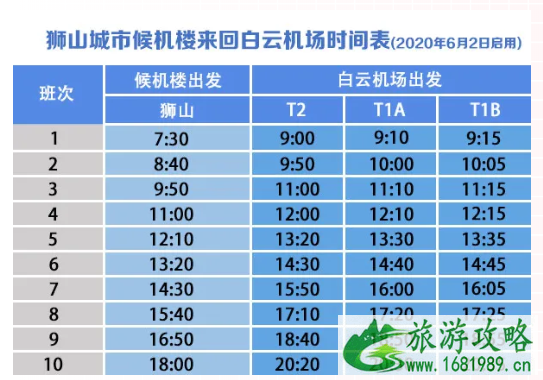 2021佛山城市候机楼发车时刻表