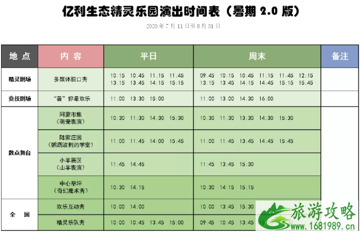 2020天津亿利精灵生态乐园门票价格及演出时间表