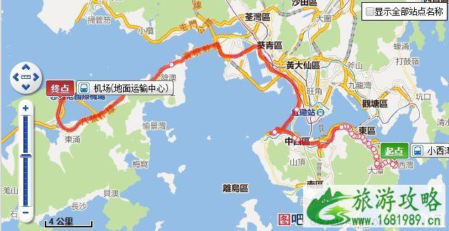 香港机场巴士a12线路图 香港机场巴士在哪里坐