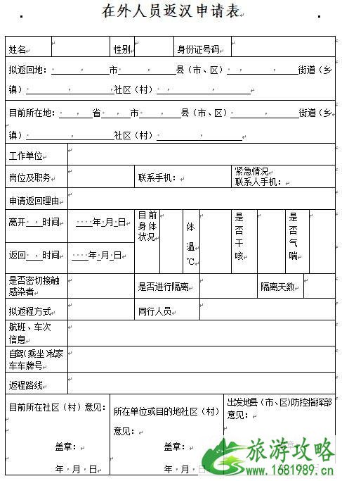 湖北省内返汉申请表格下载-条件-流程