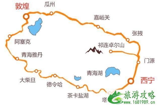 甘青大环线旅游地图 2020甘青大环线旅游攻略路线