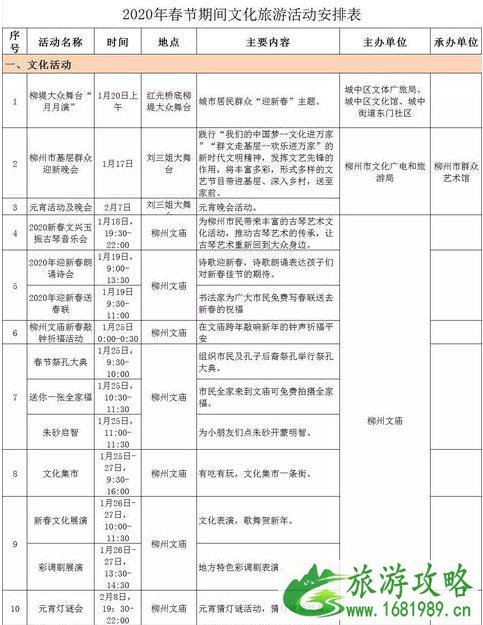 2020柳州春节期间活动安排