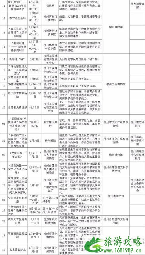 2020柳州春节期间活动安排