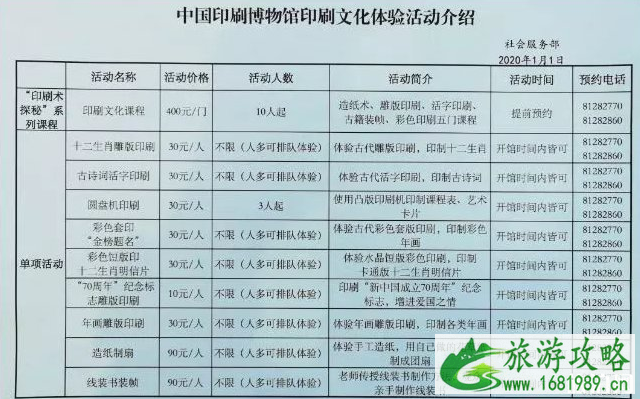 2020年中国印刷博物馆春节什么时候开放 有哪些活动