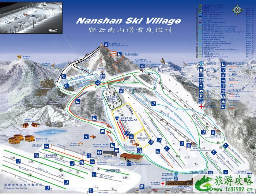 2022-2020南山滑雪场地图 北京南山滑雪场有几条雪道