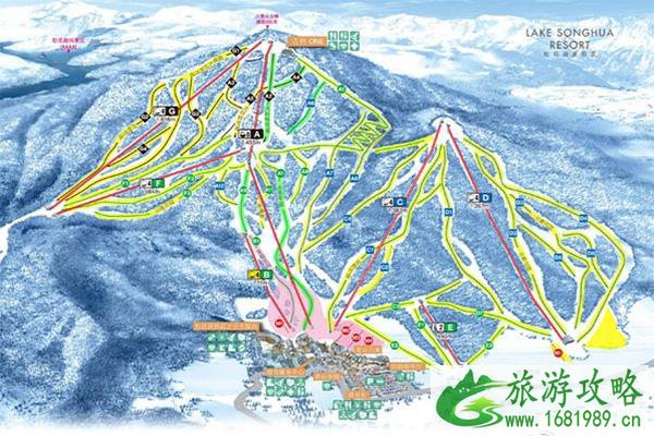 万科松花湖滑雪场雪道地图 滑雪滑道选择