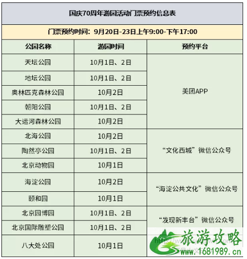 北京国庆公园免费 2022国庆北京游园活动预约攻略