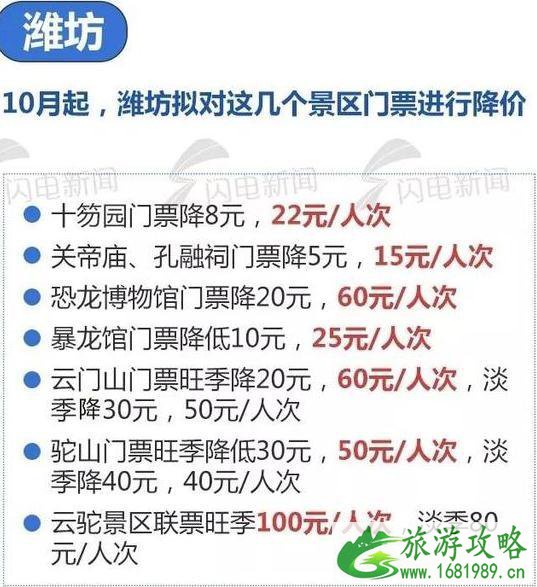 2022年十一山东景区降价名单整理