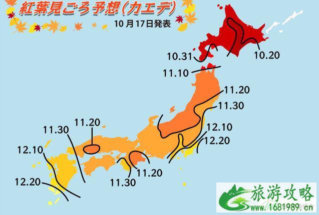 日本红叶时间表大全2022 日本红叶季是几月