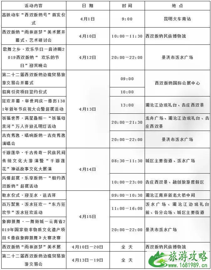 2022西双版纳4月活动信息 西双版纳泼水节4月12日至17日