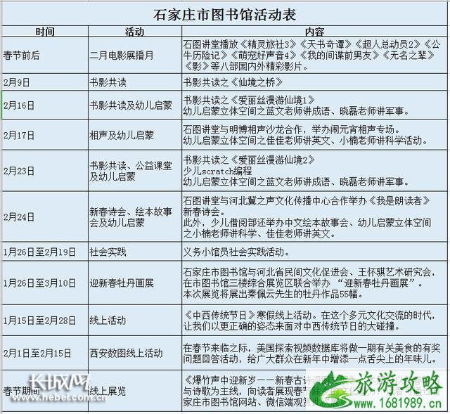 2022石家庄图书馆春节开放时间+活动内容