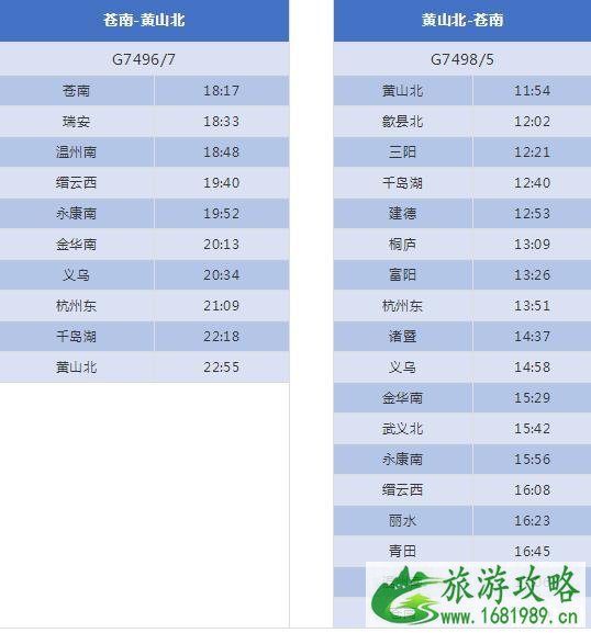 杭黄高铁购票时间+价格 杭黄高铁时刻表最全最新