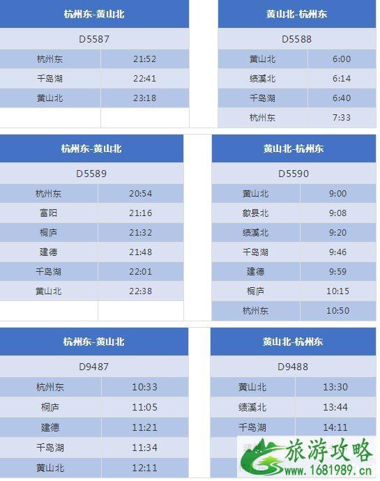 杭黄高铁购票时间+价格 杭黄高铁时刻表最全最新