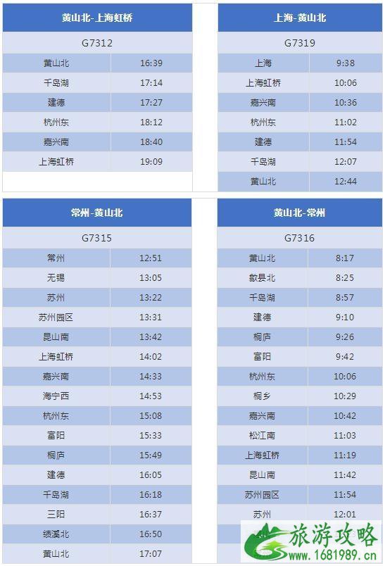 杭黄高铁购票时间+价格 杭黄高铁时刻表最全最新