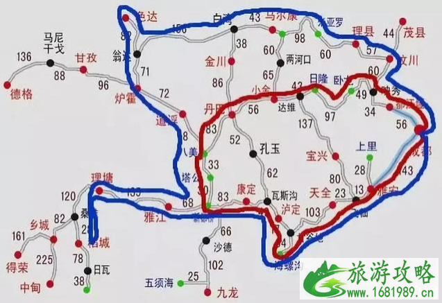 四川自驾游最佳路线图